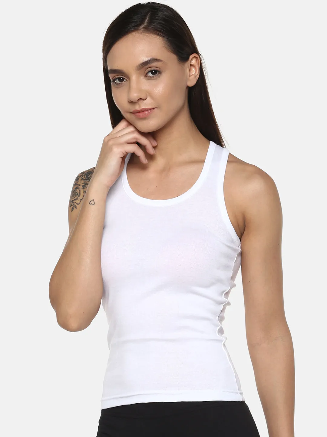Women's Solid Pure Cotton Camisole with Racerback Style | SARA-WH-1 |