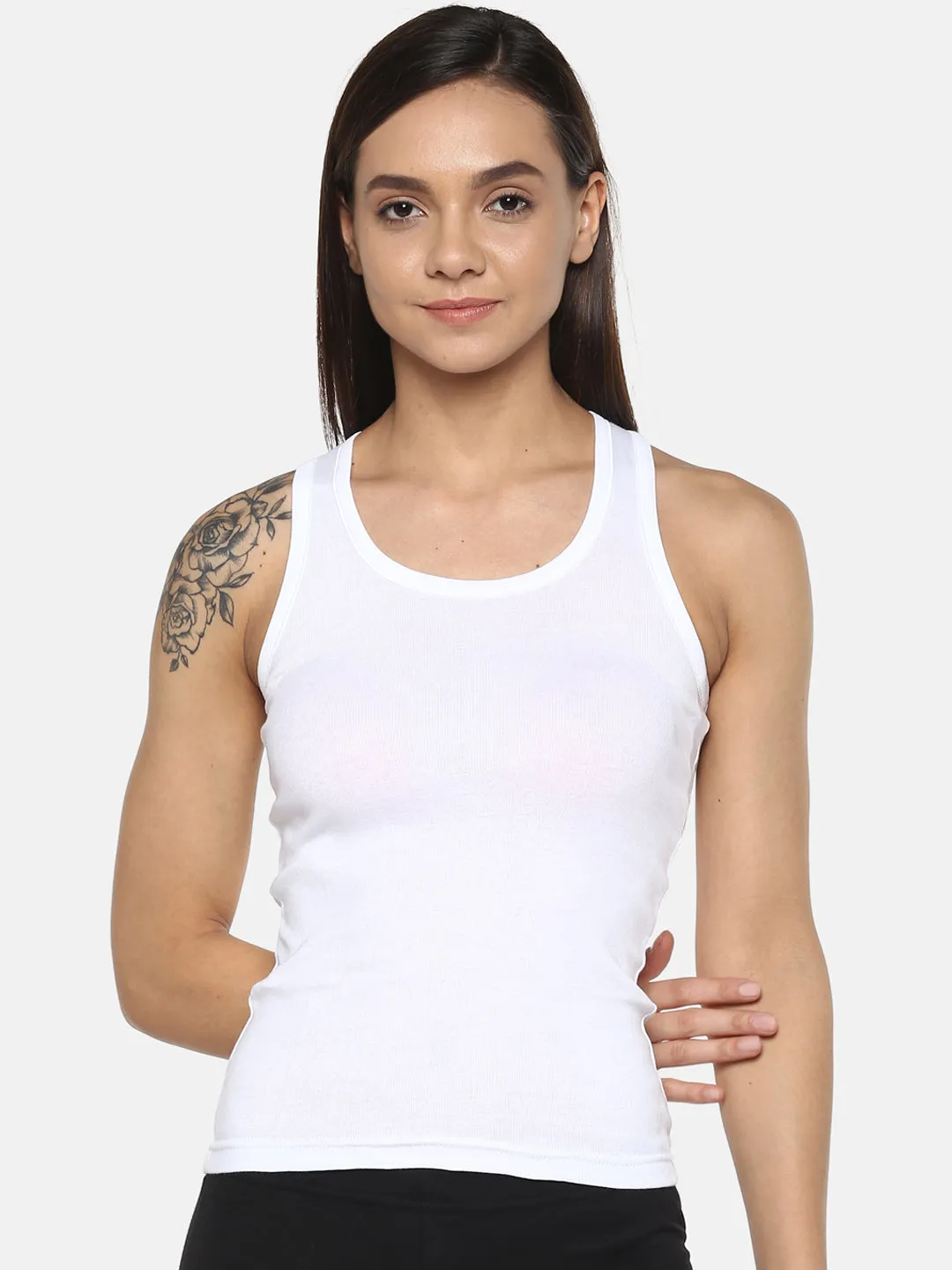 Women's Solid Pure Cotton Camisole with Racerback Style | SARA-WH-1 |