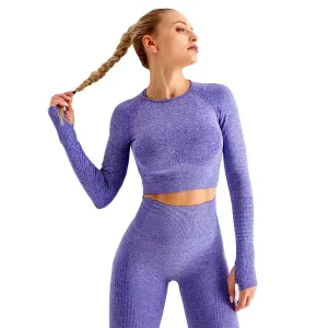 Women's Sportswear Yoga Set Gym Clothing Tracksuit Long Sleeve Crop Top High Waist Seamless Leggings for Fitness Sports Suit