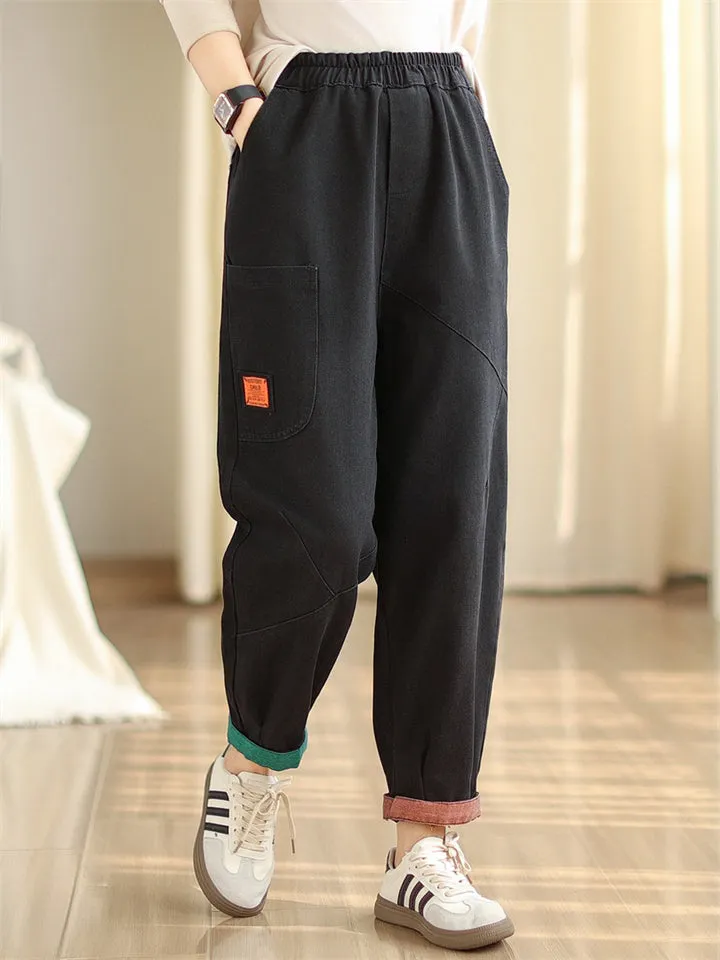 Women's Street Trend High-Rise Elastic Waist Plus Size Jeans
