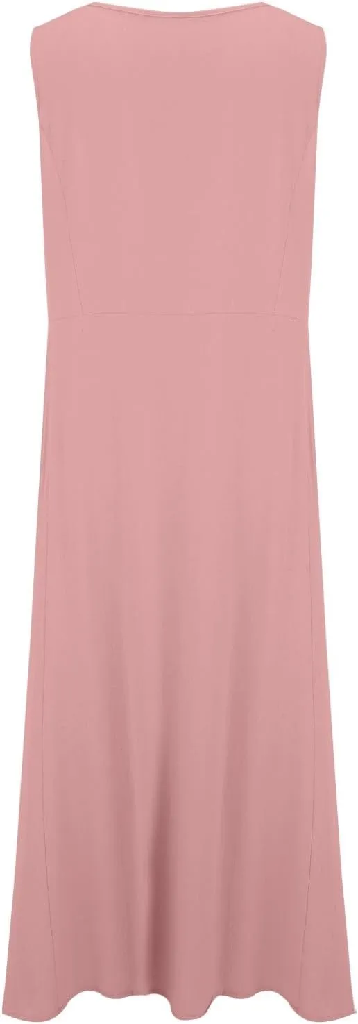 Women's Summer Casual Loose Sundresd Women's Summer Casual Sleeveless Long Maxi Beach Dress Cotton Linen Summer