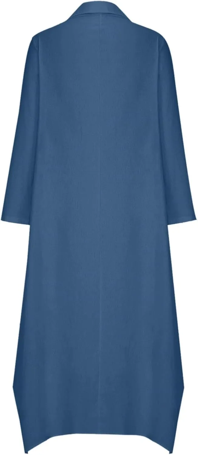 Women's Summer Cotton Linen Shirt Dress Sleeveless Elegant Flowy Dresses 2025 Button V Neck Loose Comfy Dress with Pockets