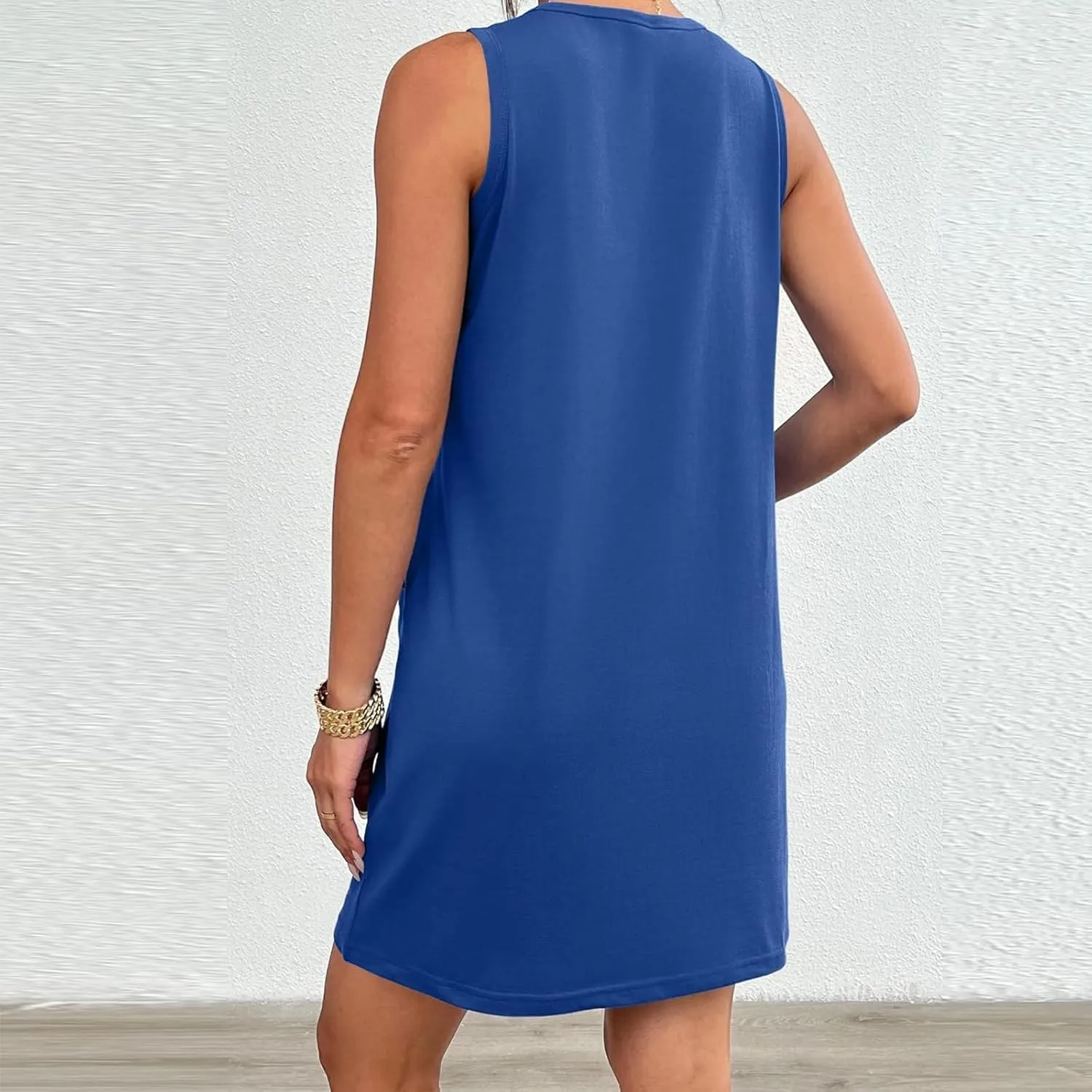 Womens Summer Dresses Casual Beach Sleeveless Dress Vacation Swing Sundresses Crew Neck Tank Dress with Pockets