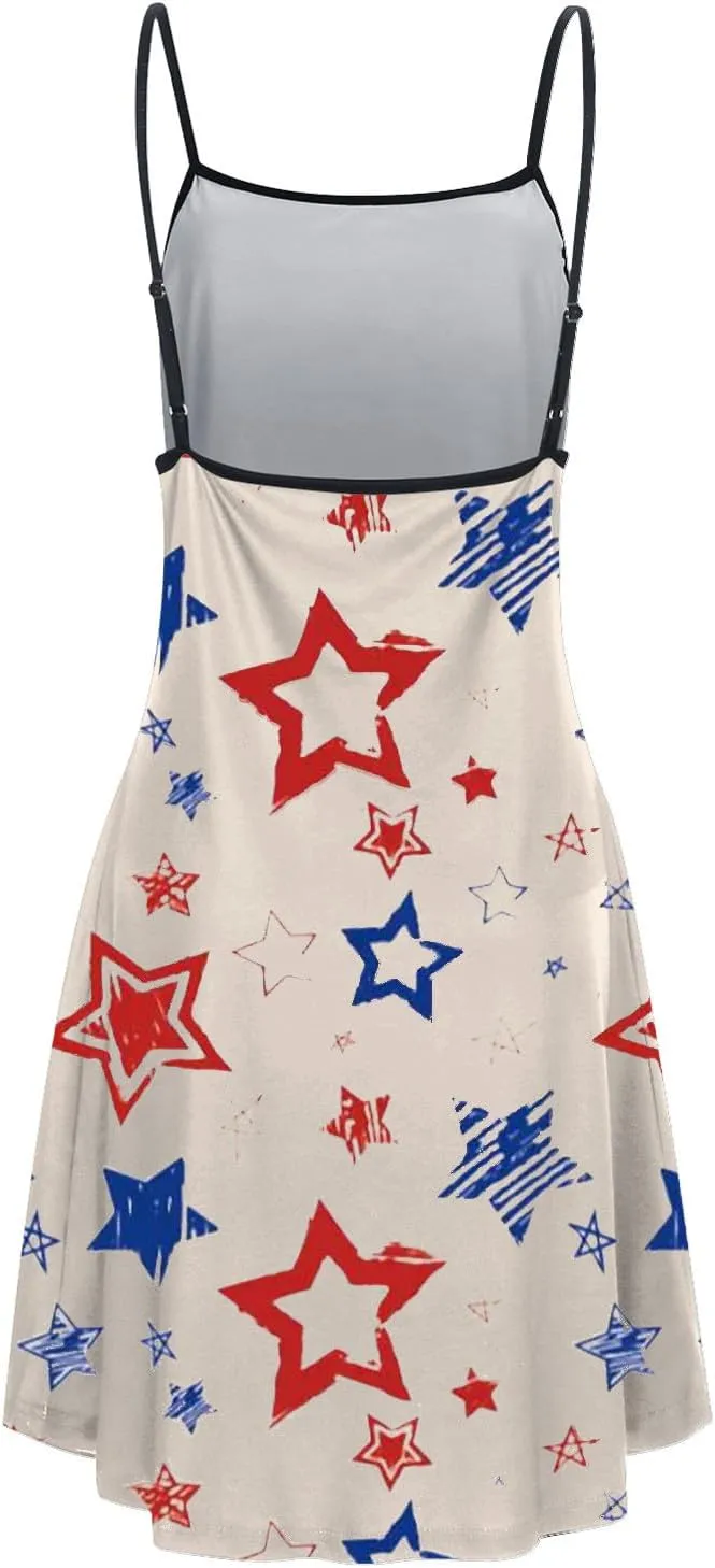 Women's Summer Dresses Independence Day Casual Miniskirts Sleeveless Sundresses Women Dresses Fall Casual