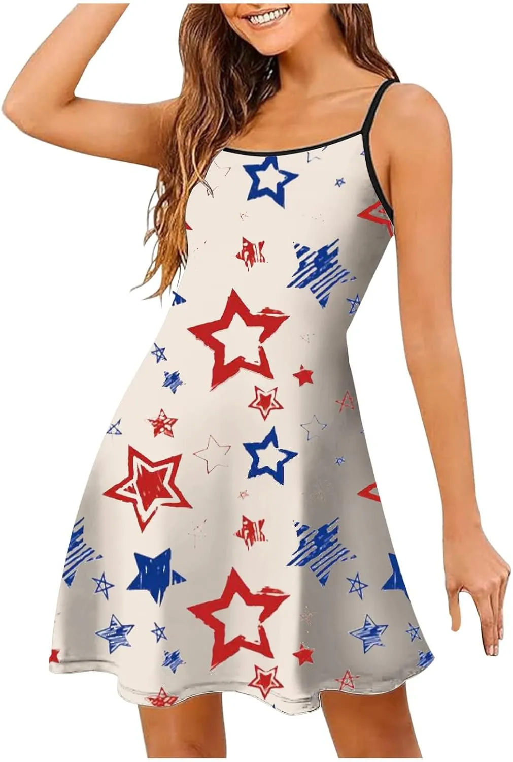 Women's Summer Dresses Independence Day Casual Miniskirts Sleeveless Sundresses Women Dresses Fall Casual