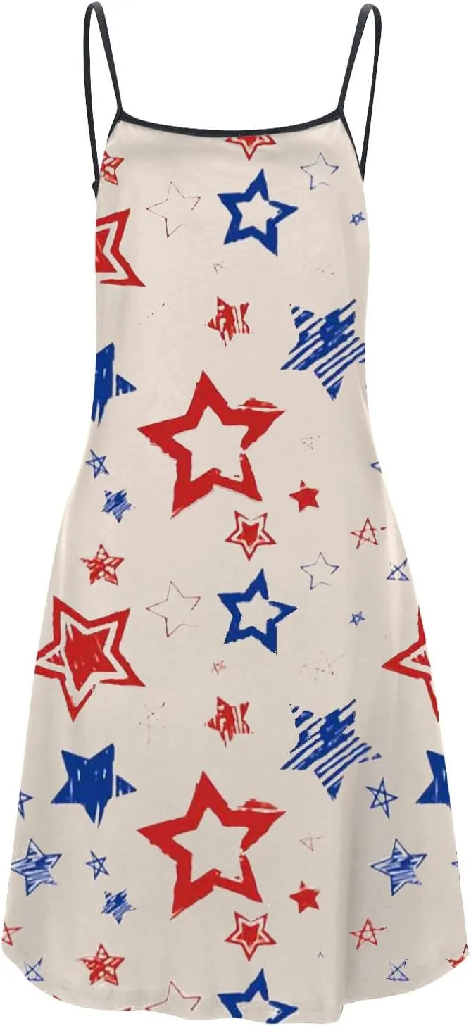 Women's Summer Dresses Independence Day Casual Miniskirts Sleeveless Sundresses Women Dresses Fall Casual