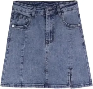 Women's Summer Korean A Line Denim Mini Skirts High Waist Slimming Side Slit Denim Skirts