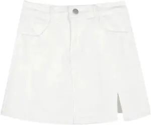 Women's Summer Korean A Line Denim Mini Skirts High Waist Slimming Side Slit Denim Skirts