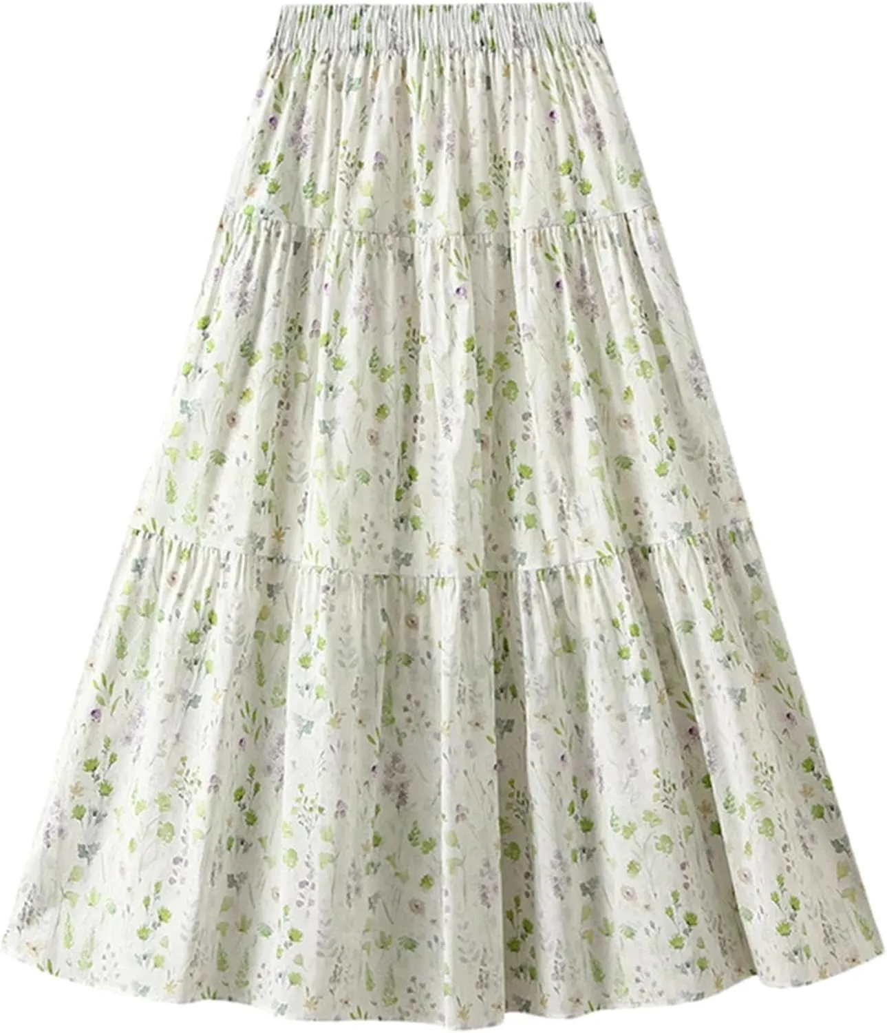 Women's Summer Printed Slim Fit A-Line Skirts High Waisted All Match Midi Length Skirts