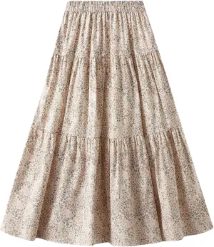 Women's Summer Printed Slim Fit A-Line Skirts High Waisted All Match Midi Length Skirts