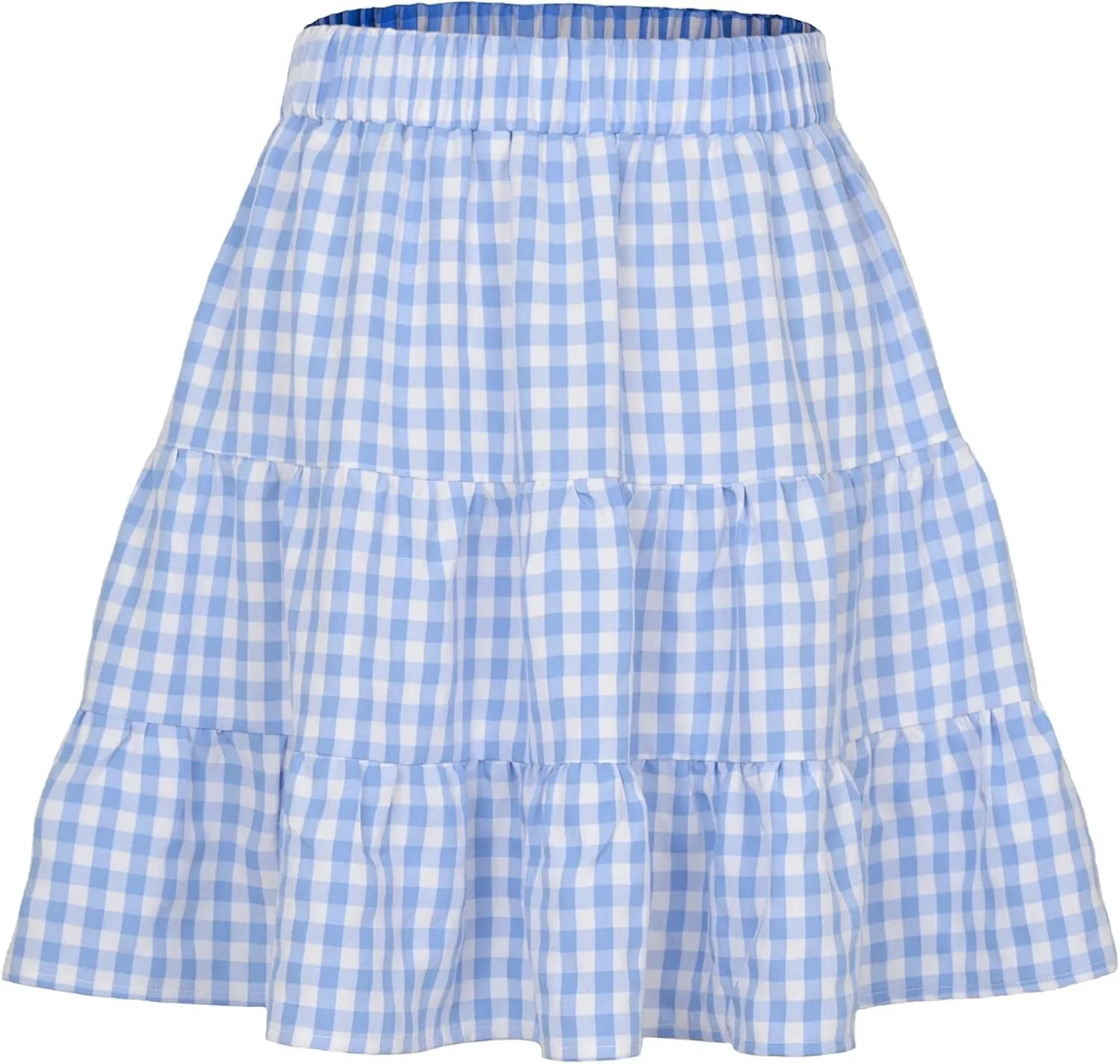 Women's Summer Skirts High Waist Ruffle Tiered Plaid Mini Skirt A line Beach Cute Skirts Pleated Cheer Women