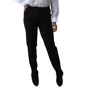 Women's Tuxedo Pants Black, Pleated Adjustable, Polyester