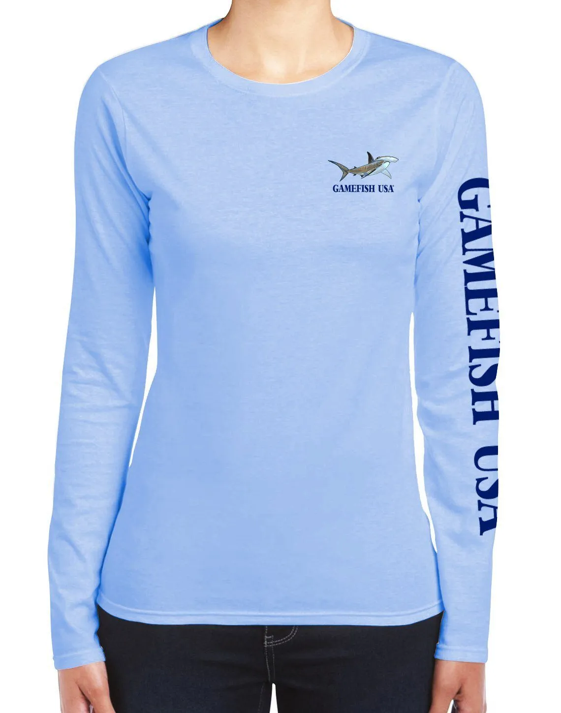Women's UPF 50 Lightweight Microfiber Moisture Wicking Performance Fishing Shirt Sharks
