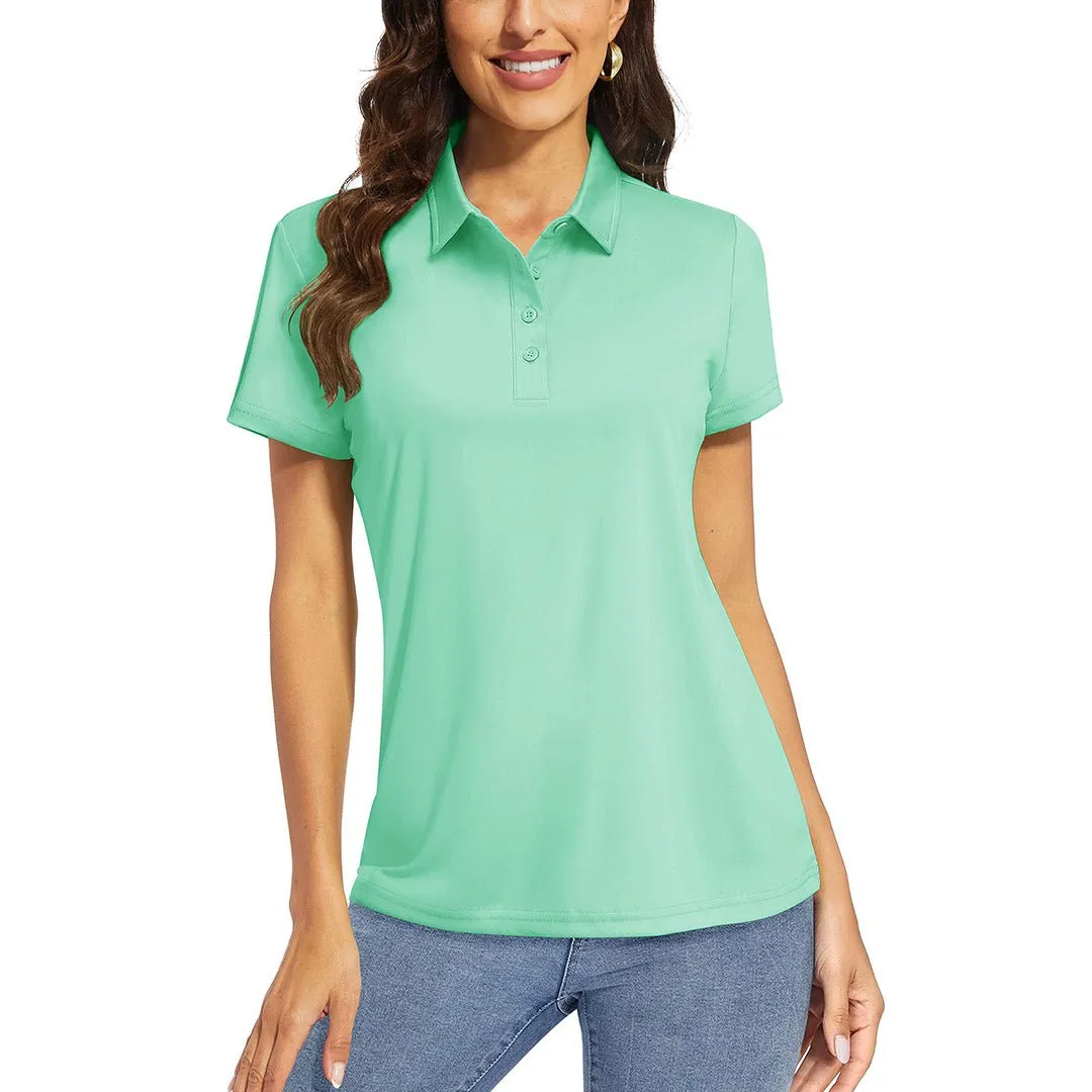 Women's UPF 50  Sun Protection Golf Quick-Dry Polo Collared Shirts