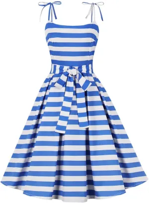 Women's Vintage Floral Flared A-Line Swing Casual Party Dresses 1950s Retro Sleeveless Homecoming Dresses