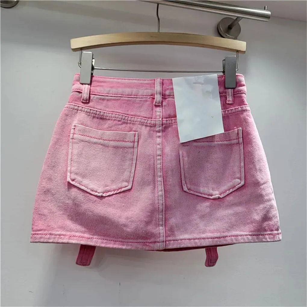 Women's Vintage Washed Denim Skirts Anti-Light A Line Mini Skirts with Irregular Hem Street Style Denim Skirts