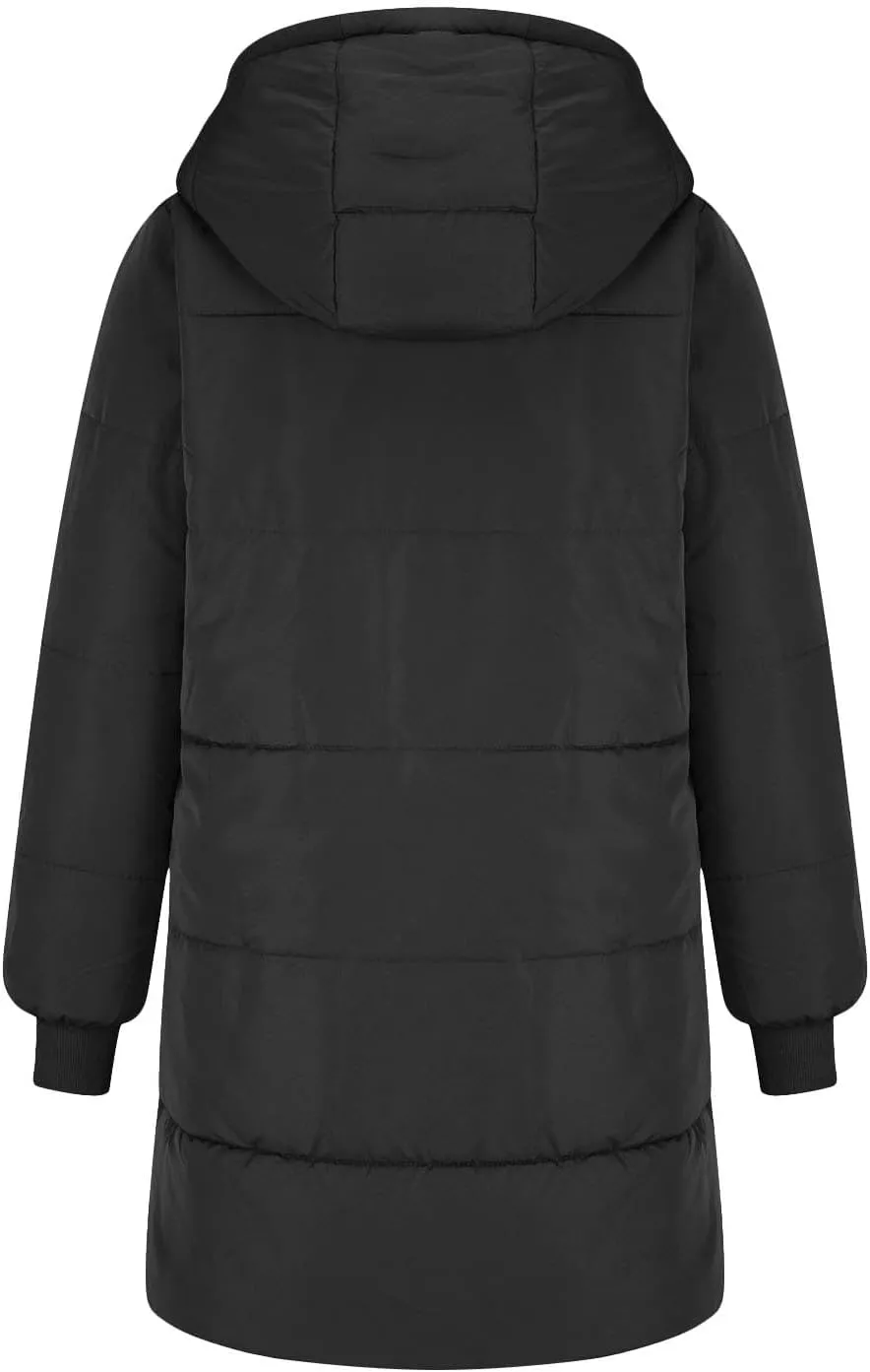 Womens Winter Long Down Coats Teddy Fleece Lined Jacket Plus Size Warm Down Thicken Hooded Windproof Quilted Puffer Jackets