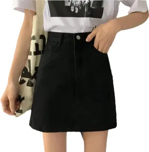 Women's Y2K Washed Vintage High Waist Denim Mini Skirts Tight Bag Hip Wrap Denim Skirts
