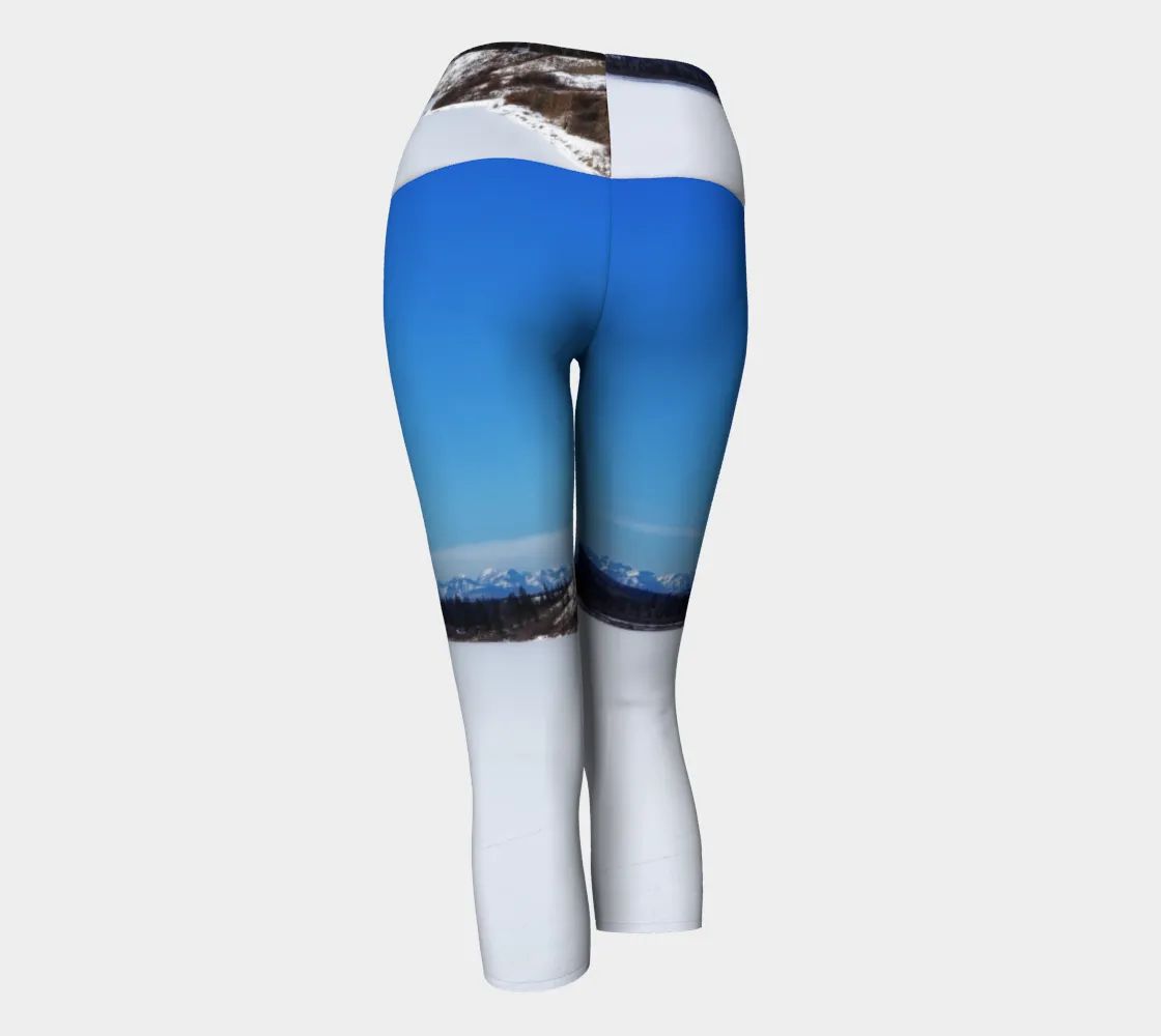 Women's Yoga Capris - Glenmore Reservoir Winter