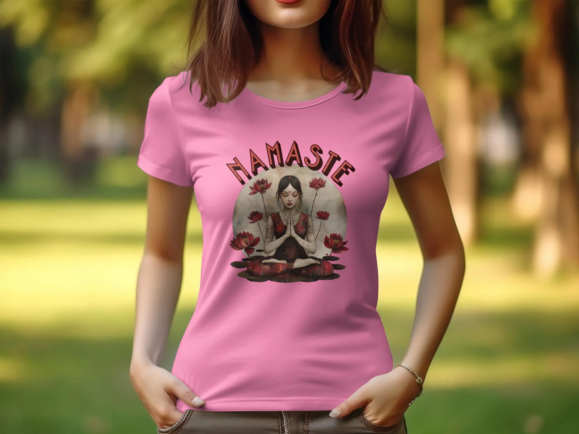 Womens Yoga Design T-Shirt, Zen Tee, Namaste Meditation T-Shirt for Women, Lotus Flower Yoga Shirt, Spiritual Yoga Top for Women #1