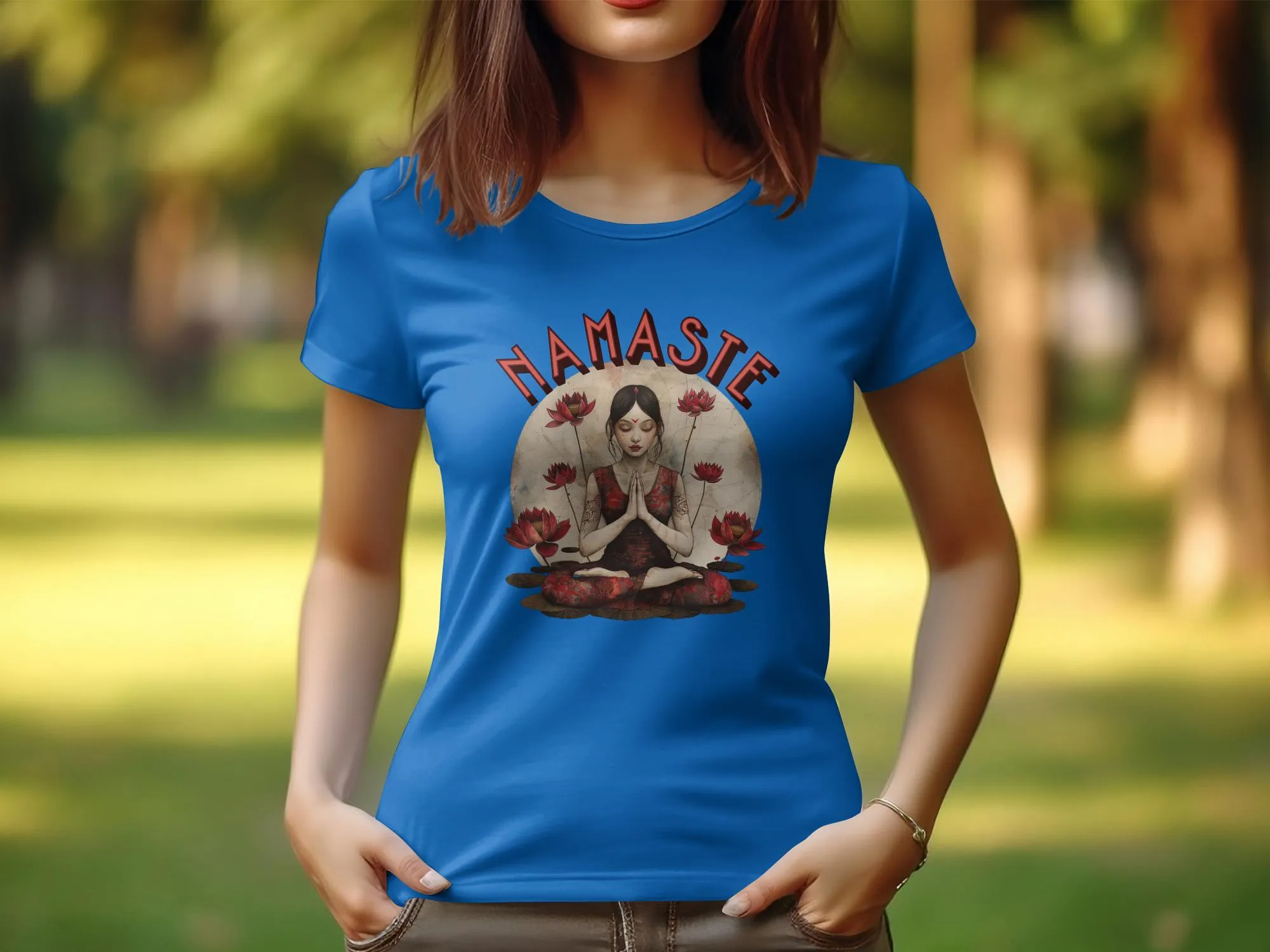 Womens Yoga Design T-Shirt, Zen Tee, Namaste Meditation T-Shirt for Women, Lotus Flower Yoga Shirt, Spiritual Yoga Top for Women #1