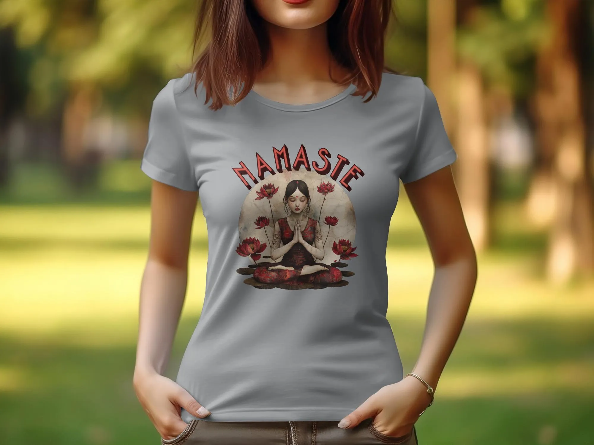 Womens Yoga Design T-Shirt, Zen Tee, Namaste Meditation T-Shirt for Women, Lotus Flower Yoga Shirt, Spiritual Yoga Top for Women #1
