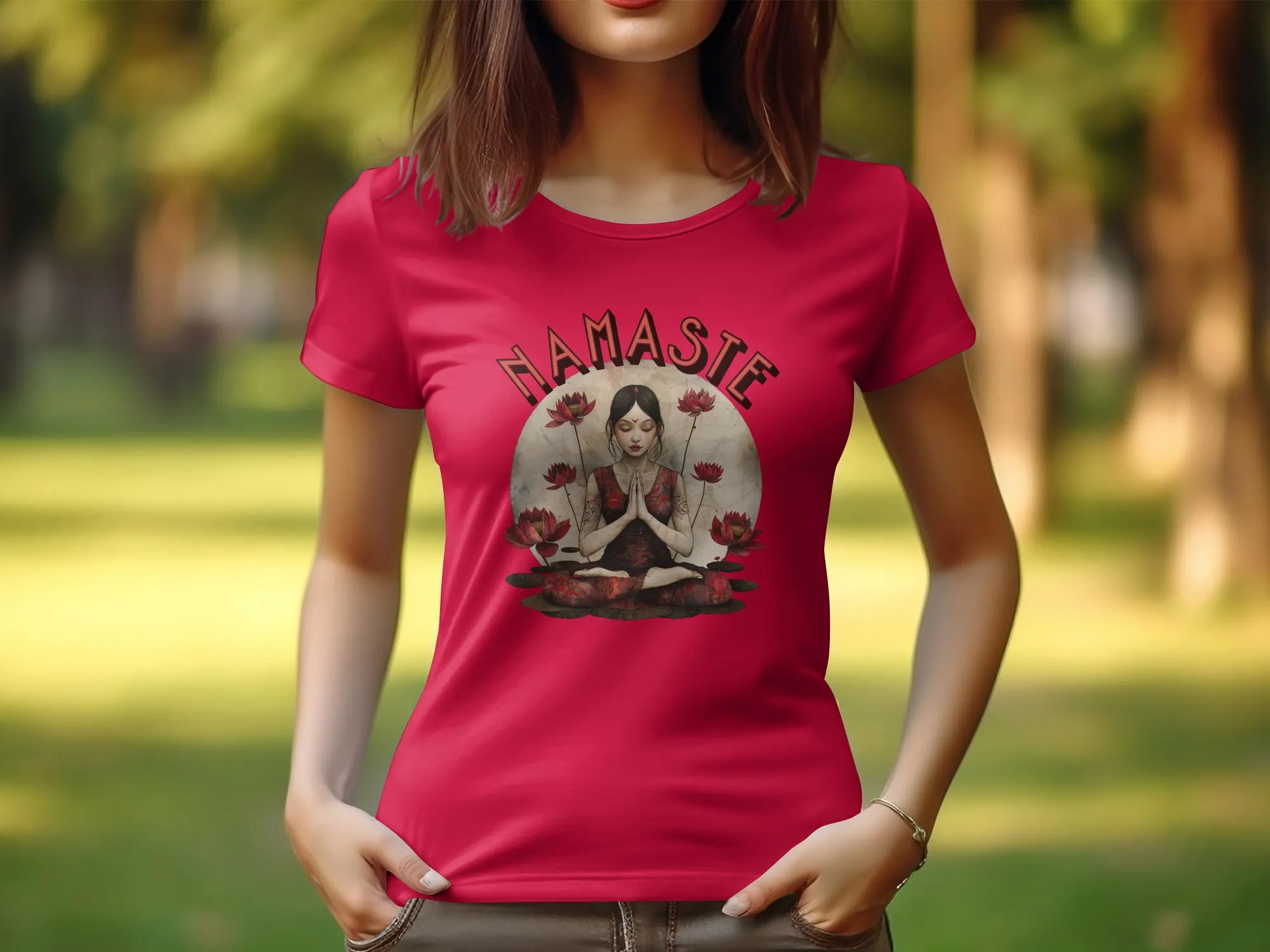 Womens Yoga Design T-Shirt, Zen Tee, Namaste Meditation T-Shirt for Women, Lotus Flower Yoga Shirt, Spiritual Yoga Top for Women #1