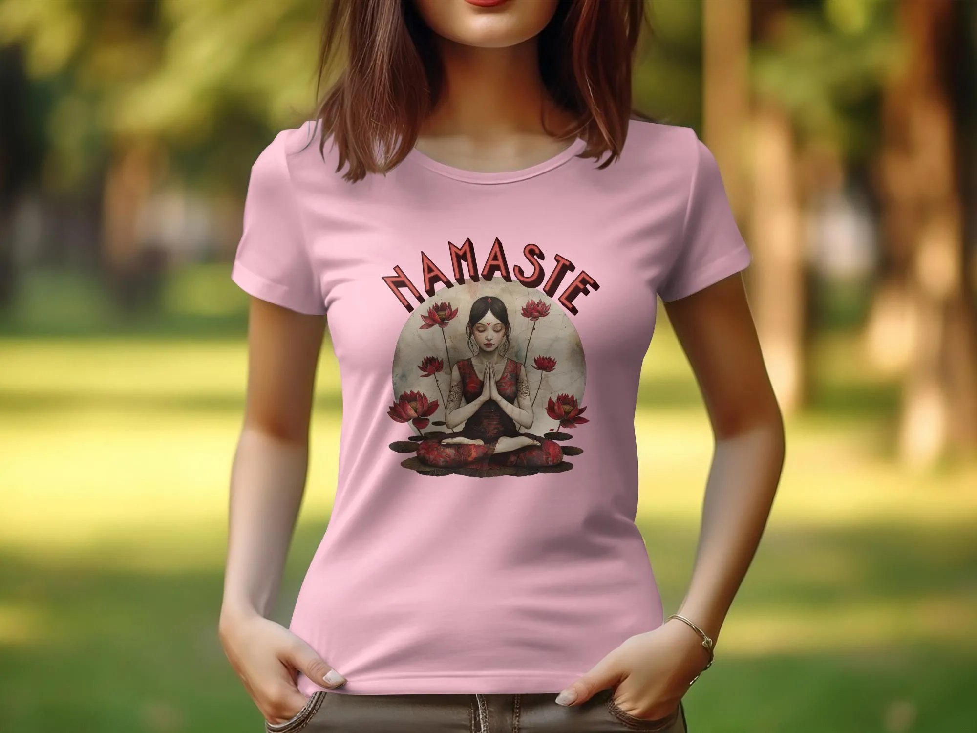 Womens Yoga Design T-Shirt, Zen Tee, Namaste Meditation T-Shirt for Women, Lotus Flower Yoga Shirt, Spiritual Yoga Top for Women #1