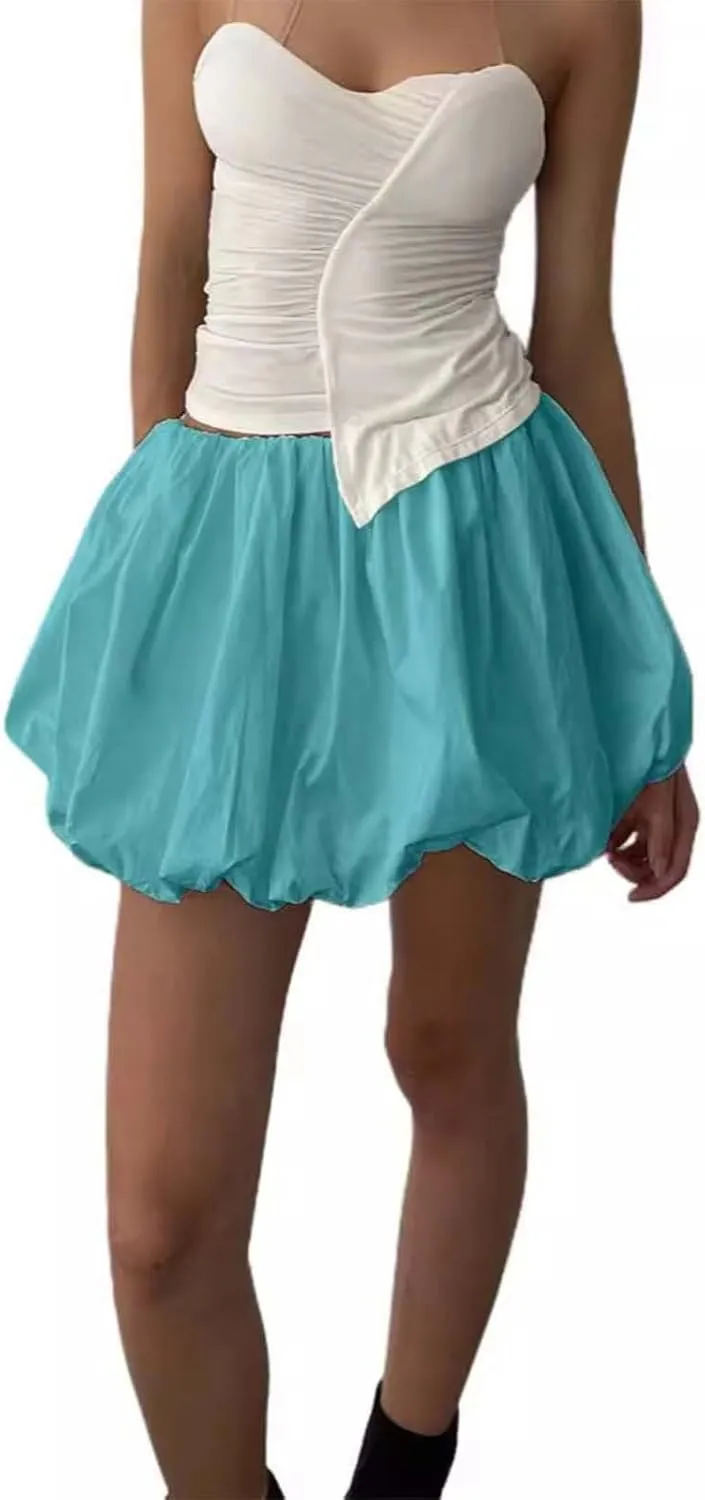 Workout Skirts for Women Trendy Loose Casual Low Rise A-Line Ruffles Trendy Pleated Puff Mini Skirts 2025 Streetwear