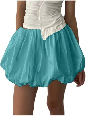Workout Skirts for Women Trendy Loose Casual Low Rise A-Line Ruffles Trendy Pleated Puff Mini Skirts 2025 Streetwear