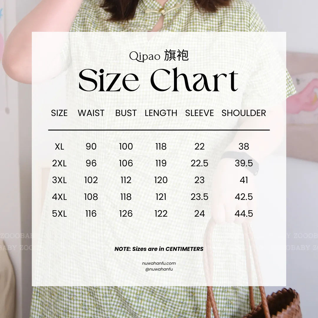 Xin Xian 新鲜 Fresh Gingham Modernized Plus Size Cotton Qipao