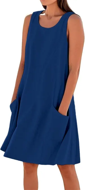 XOWRTE Summer Tank Dresses for Women 2025 Loose Beach Vacation Clothes Casual Sleeveless Linen Women Dresses for