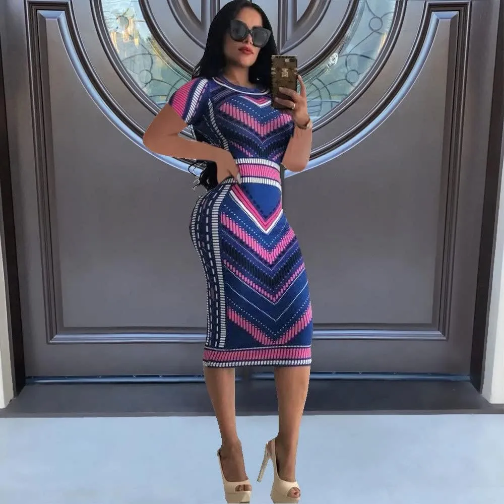 Xuan2Xuan3 Women's Dresses Fall Long Sleeve Snake Printed Zipper Neck Knit Bodycon Evening Party Long Dress