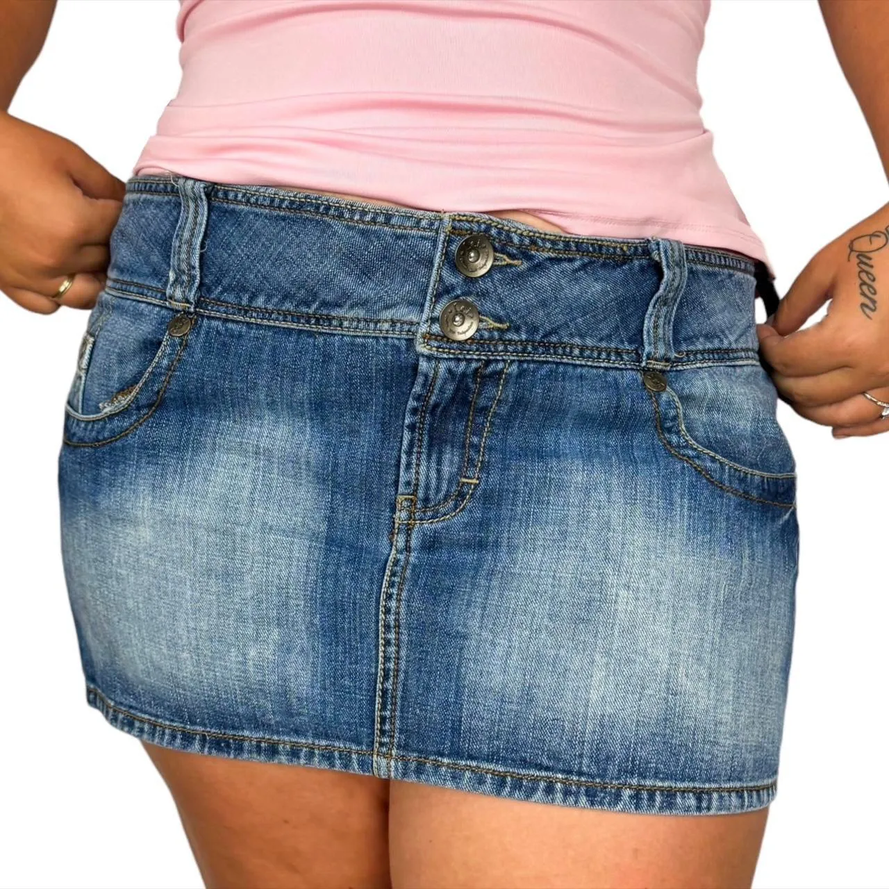 Y2K Faded Denim Low Rise Mini (XL)