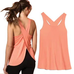 Yoga Europe Cross Bare Back Jogging Fitness Tops Women Sleeveless Sporty Tank Top Activewear
