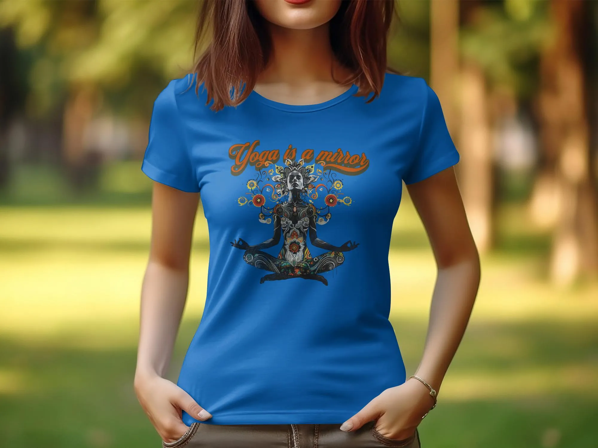 Yoga T Shirt for Women, Zen Tee Yoga Design, Mirror Yoga Art T Shirt, Gift for Yoga Lovers, Artistic Yoga Top for Women #24