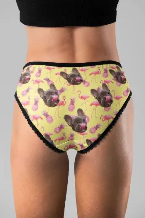Your Dogs Face Customised Underwear - Flamingo Power!