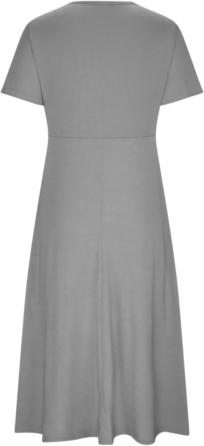 ZDRZK Summer Dresses for Women Casual Short Sleeve Sexy Wrap V Neck Dress Casual Loose Ladies Dress Dresses with Pockets