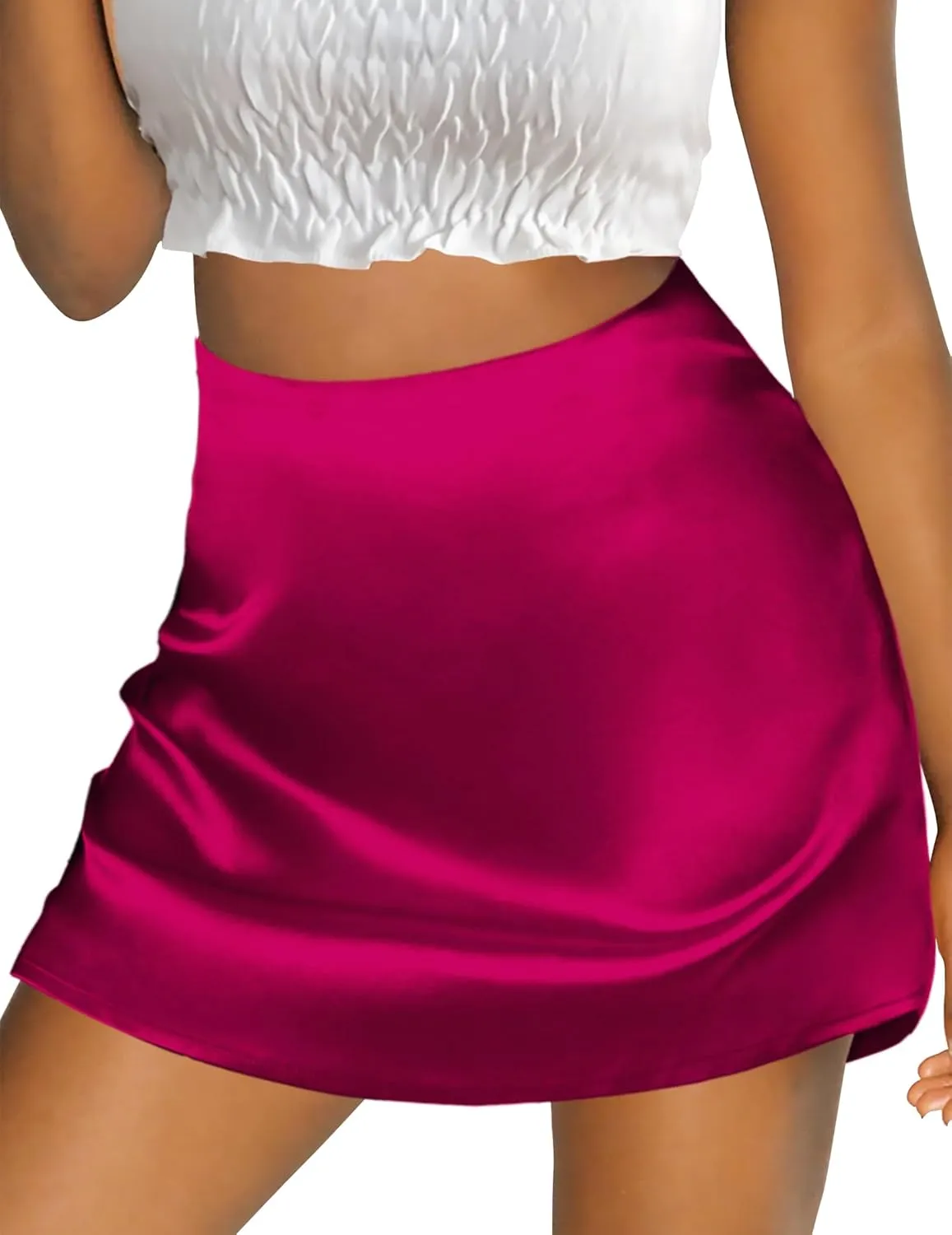 Zeagoo Women's Satin Skirt Elastic Waist A Line Skirts (DE Only)