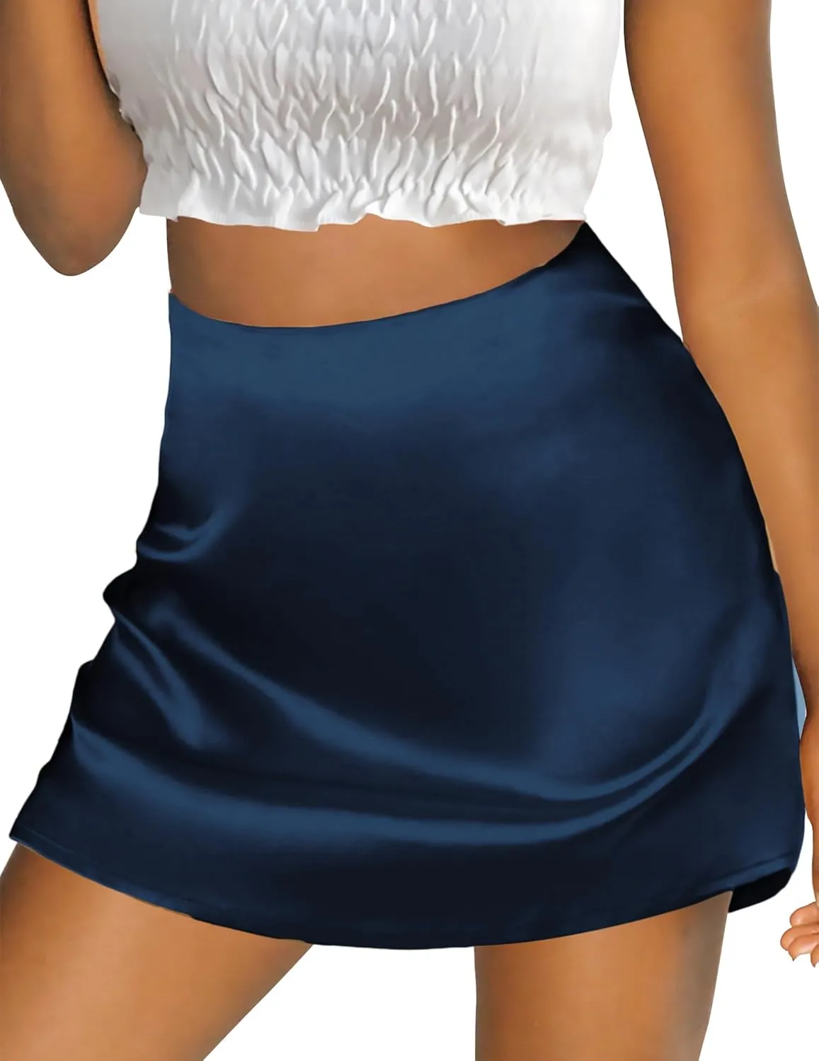 Zeagoo Women's Satin Skirt Elastic Waist A Line Skirts (DE Only)