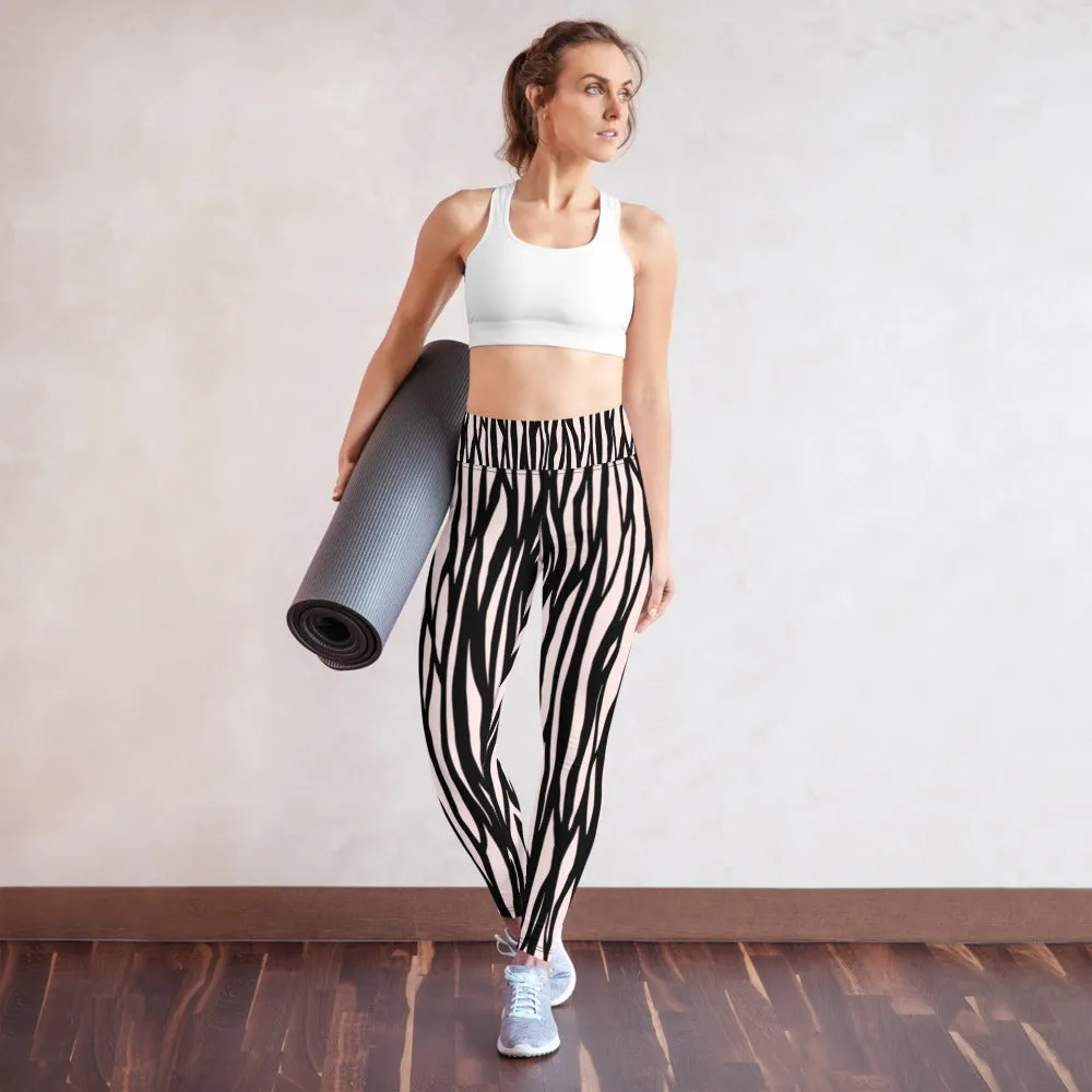 Zebra Print Yoga Leggings - With Pockets