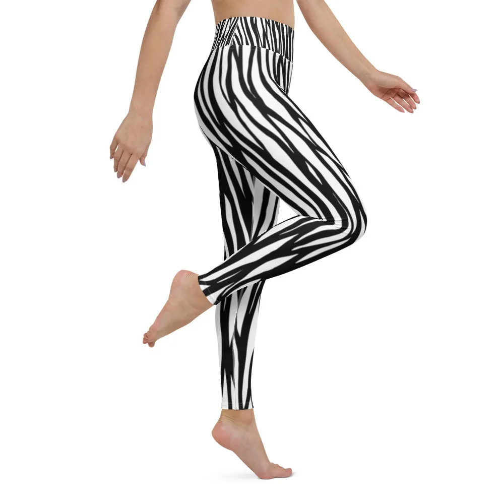 Zebra Print Yoga Leggings - With Pockets