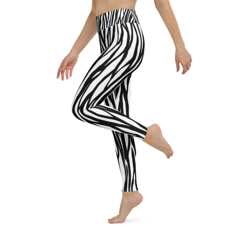 Zebra Print Yoga Leggings - With Pockets