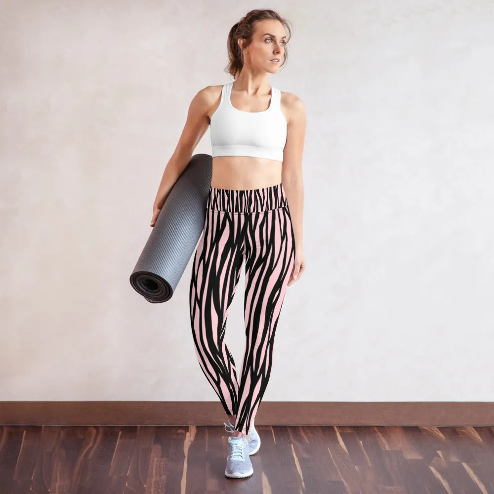 Zebra Print Yoga Leggings - With Pockets