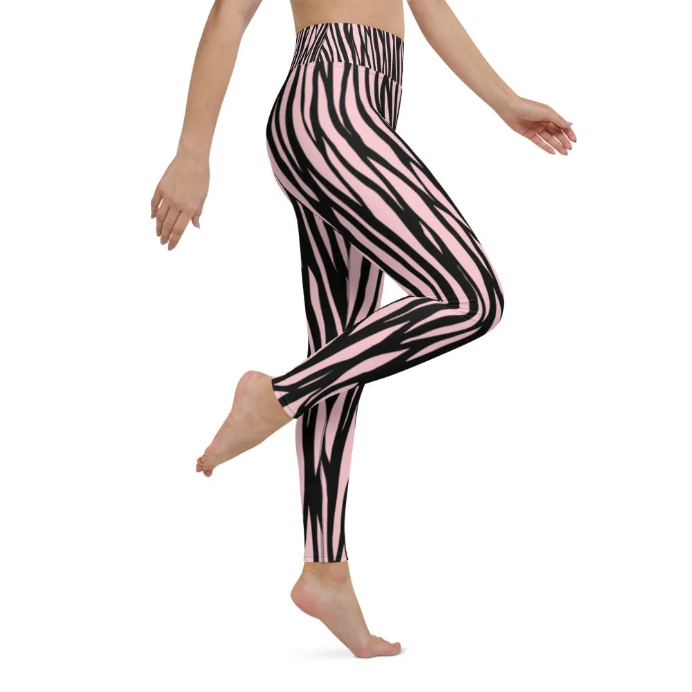 Zebra Print Yoga Leggings - With Pockets