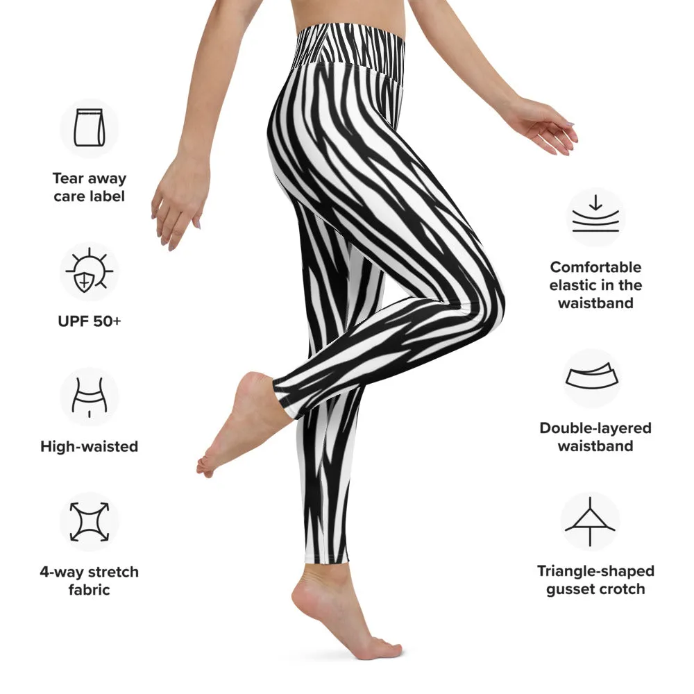 Zebra Print Yoga Leggings - With Pockets