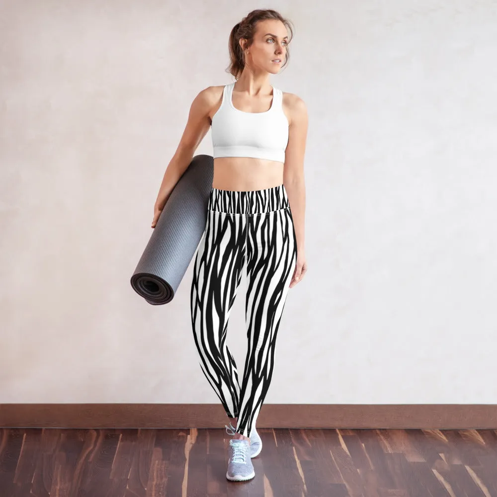 Zebra Print Yoga Leggings - With Pockets