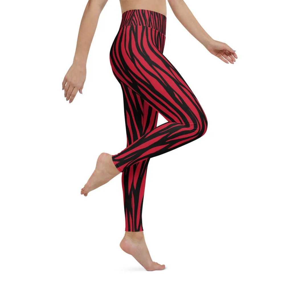 Zebra Print Yoga Leggings - With Pockets