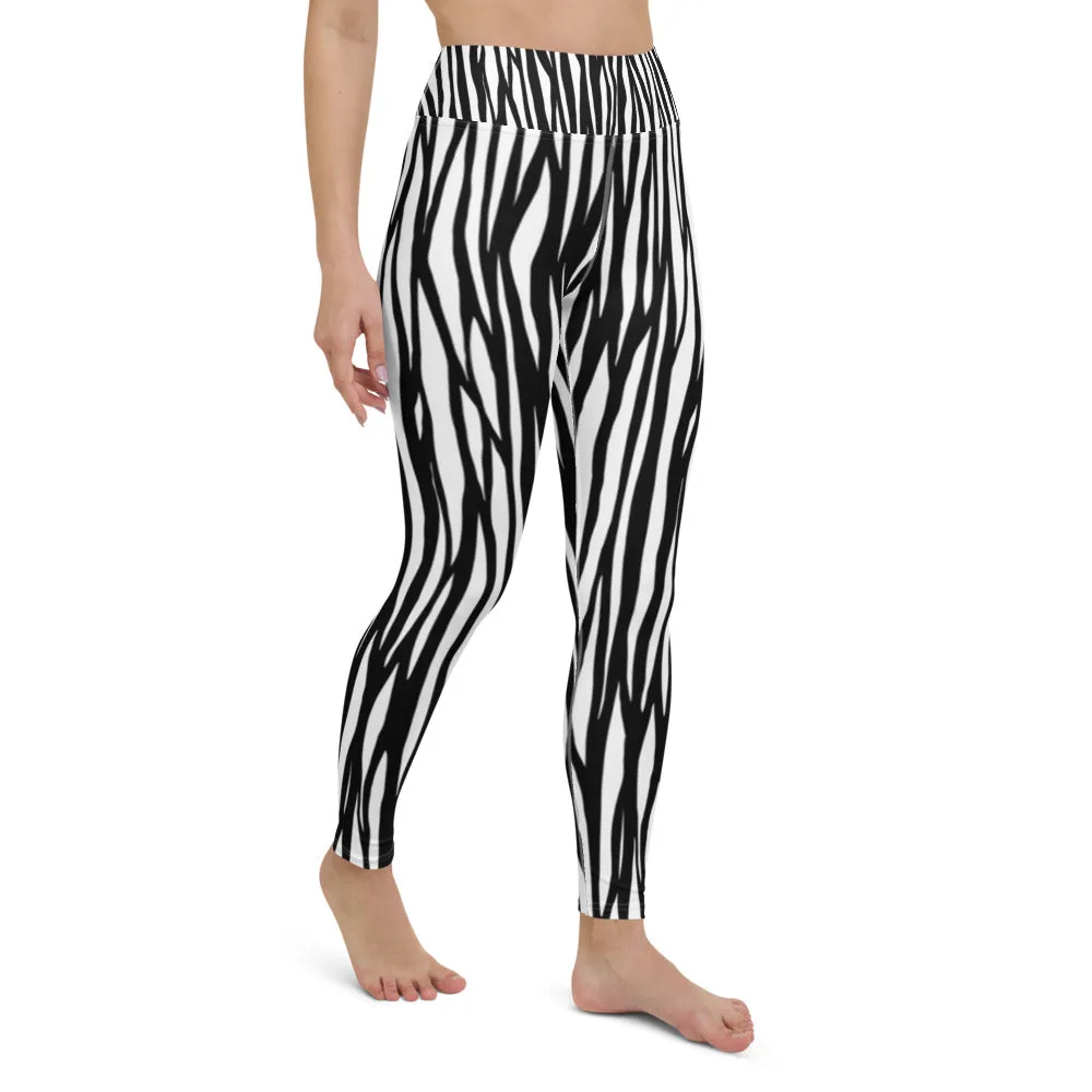 Zebra Print Yoga Leggings - With Pockets
