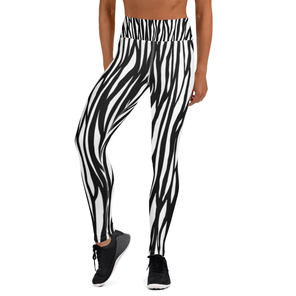 Zebra Print Yoga Leggings - With Pockets